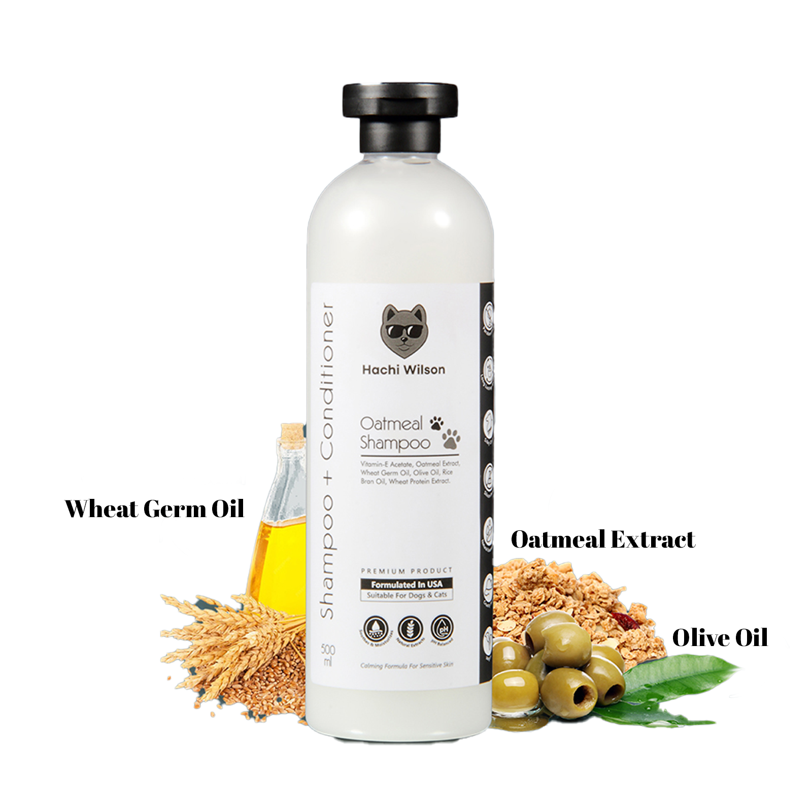 Natural Oatmeal Dog Shampoo with White Tea and Basil Fragrance