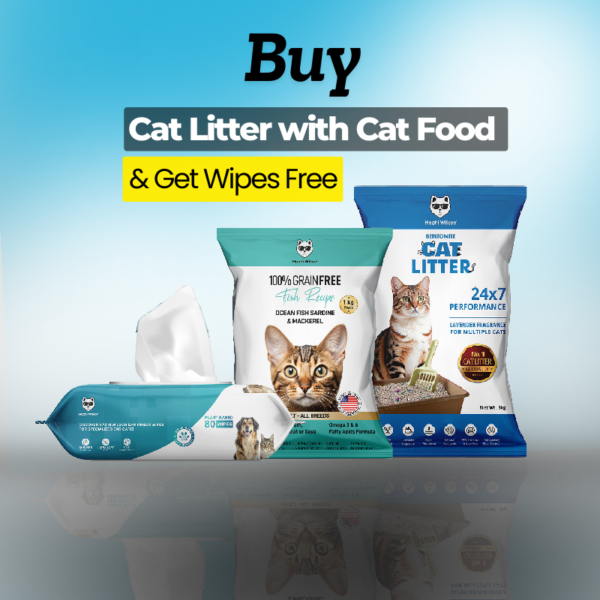 Cat Litter + Cat Food (Chicken/Fish Flavor) and Get Free Wipes