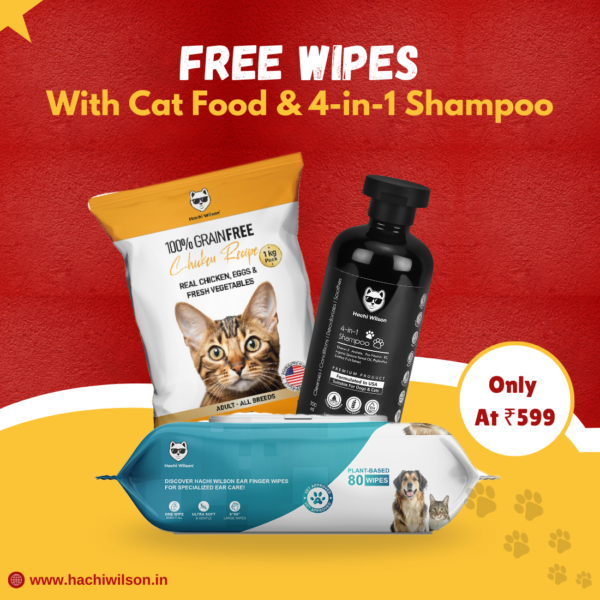 Cat food + 4-in-1 Shampoo and Get Wipes Free