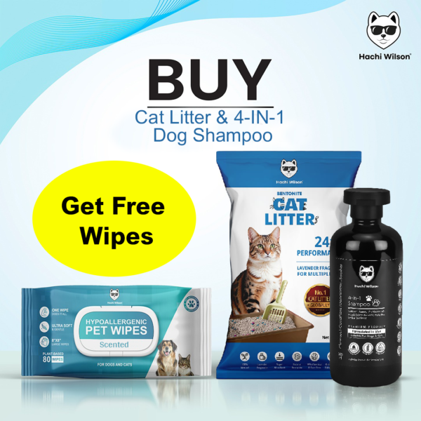 Cat Litter + 4-in-1 Shampoo and get Wipes free