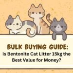 Cat owner scooping bentonite cat litter from a 15kg bag in a cozy home, highlighting bulk buying bentonite cat litter 15kg value.