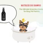 Happy dog being groomed with waterless dog shampoo, the ultimate grooming solution for busy pet parents.