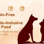 Dog and cat enjoying grain-free and grain-inclusive pet food.